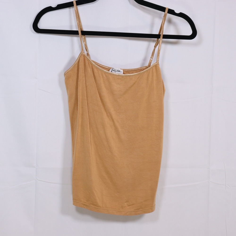 Felina Camisole Tank‎ Top Tan Womens Adjustable Straps Cami